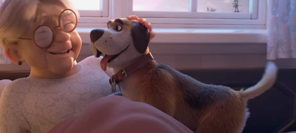 Kobieta ciesząca się na widok psa